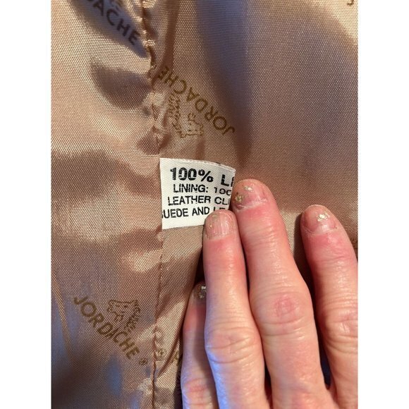 Women's Jordache  100% Leather Long Sleeved Tan‎ Lined Coat - Picture 6 of 11